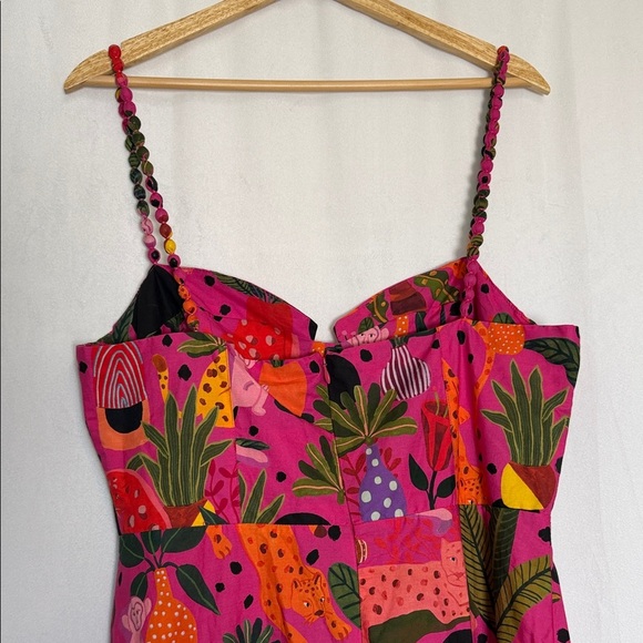 NWT FARM Rio Pop Leopards Print Maxi Dress Size Large Tiered Flowy Vacation - Picture 7 of 16